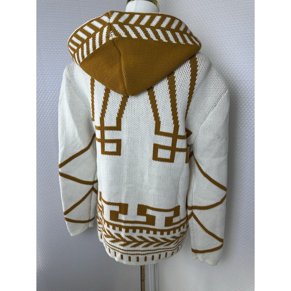 Black Pharaoh Aztec Knit Unisex Cardigan Zipper Sweater Grandpa Medium 2 - Picture 11 of 15